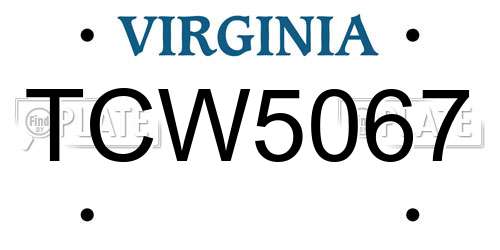 TCW5067 Virginia License Plate