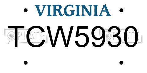 TCW5930 Virginia License Plate