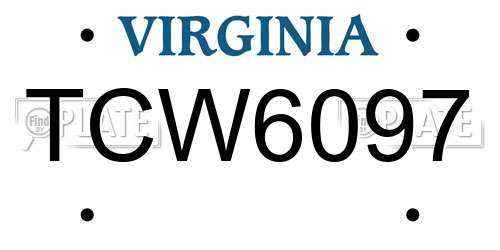 TCW6097 Virginia License Plate