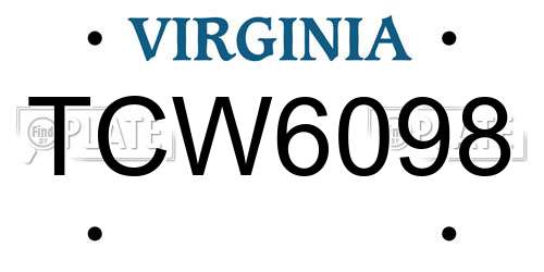 TCW6098 Virginia License Plate