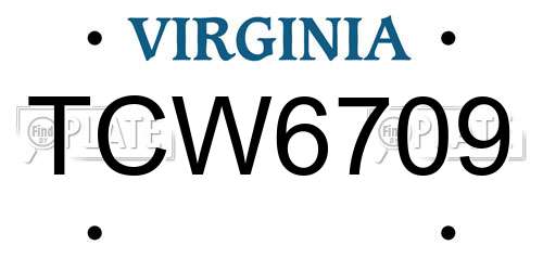 TCW6709 Virginia License Plate