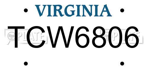 TCW6806 Virginia License Plate