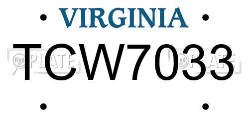 TCW7033 Virginia License Plate