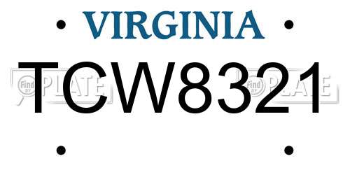 TCW8321 Virginia License Plate