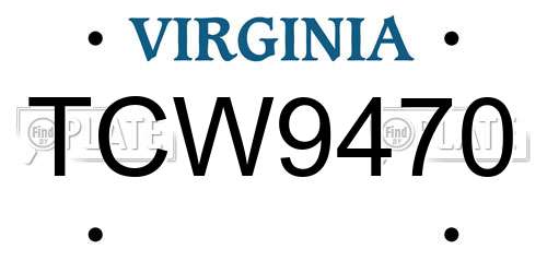 TCW9470 Virginia License Plate