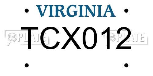 TCX012 Virginia License Plate