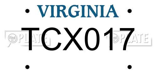 TCX017 Virginia License Plate