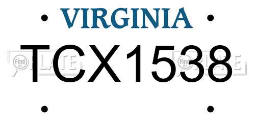TCX1538 Virginia License Plate