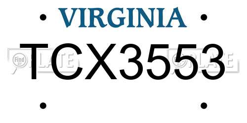 TCX3553 Virginia License Plate