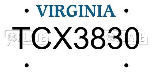 TCX3830 Virginia License Plate
