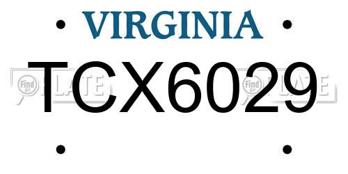 TCX6029 Virginia License Plate