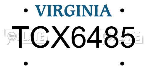 TCX6485 Virginia License Plate