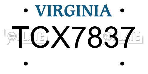 TCX7837 Virginia License Plate