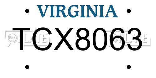 TCX8063 Virginia License Plate