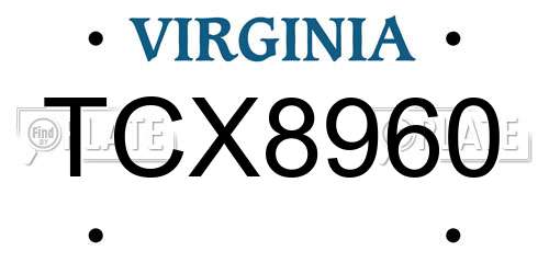 TCX8960 Virginia License Plate