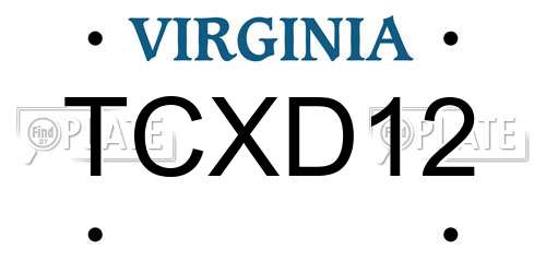 TCXD12 Virginia License Plate