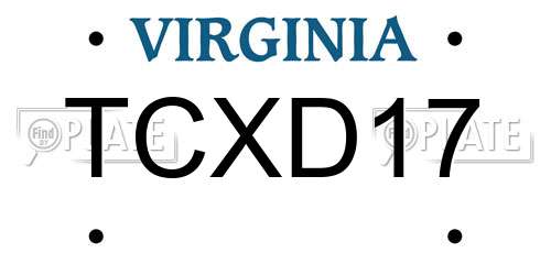 TCXD17 Virginia License Plate