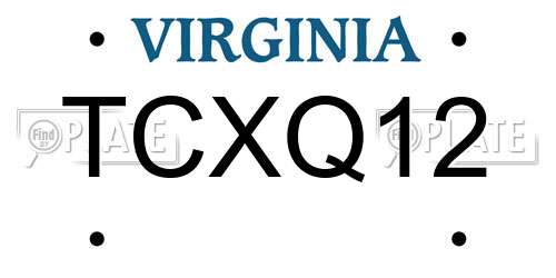 TCXQ12 Virginia License Plate