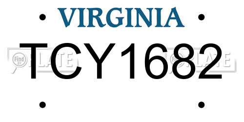 TCY1682 Virginia License Plate