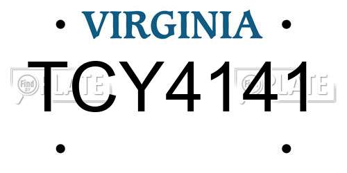 TCY4141 Virginia License Plate
