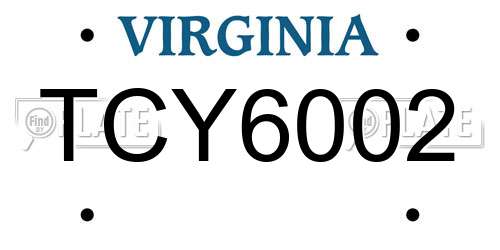 TCY6002 Virginia License Plate