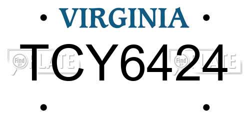 TCY6424 Virginia License Plate