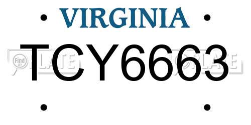 TCY6663 Virginia License Plate