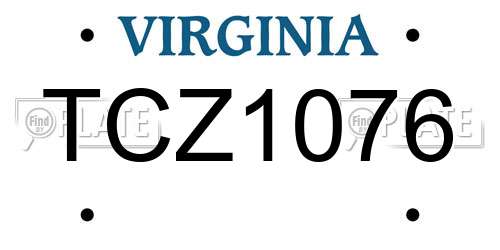 TCZ1076 Virginia License Plate