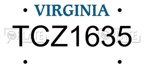 TCZ1635 Virginia License Plate