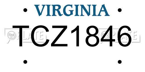 TCZ1846 Virginia License Plate