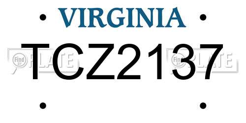 TCZ2137 Virginia License Plate