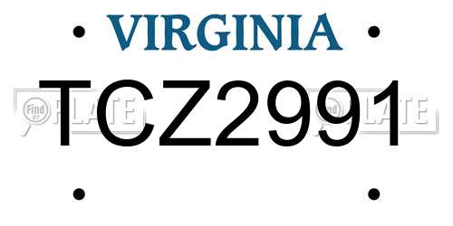TCZ2991 Virginia License Plate