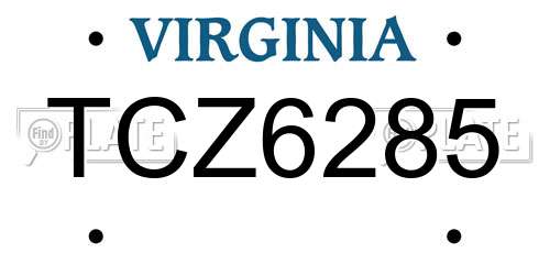 TCZ6285 Virginia License Plate