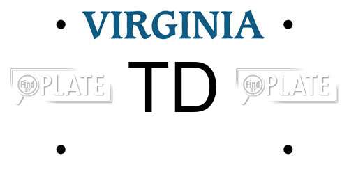 TD Virginia License Plate