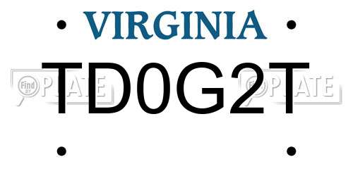 TD0G2T Virginia License Plate