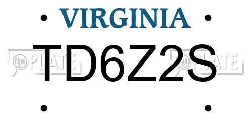 TD6Z2S Virginia License Plate