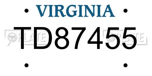 TD87455 Virginia License Plate
