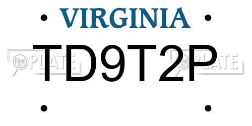 TD9T2P Virginia License Plate
