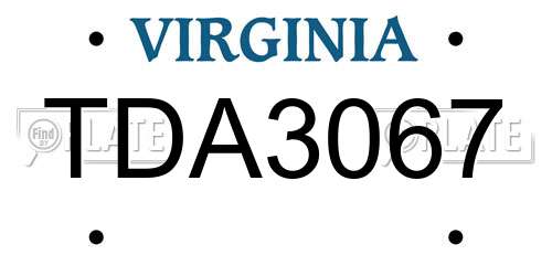 TDA3067 Virginia License Plate