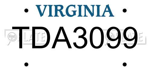 TDA3099 Virginia License Plate