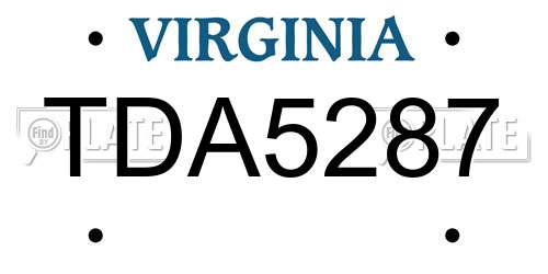 TDA5287 Virginia License Plate