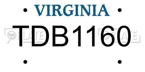 TDB1160 Virginia License Plate
