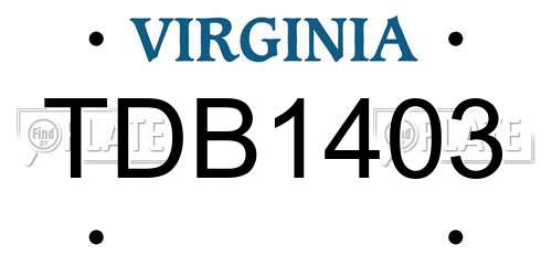 TDB1403 Virginia License Plate