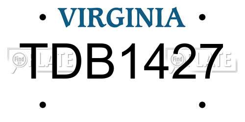 TDB1427 Virginia License Plate