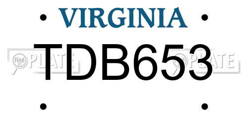 TDB653 Virginia License Plate