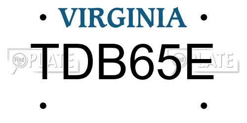 TDB65E Virginia License Plate
