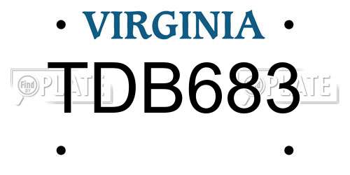 TDB683 Virginia License Plate