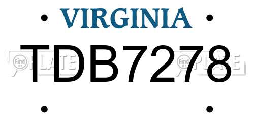 TDB7278 Virginia License Plate