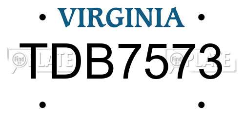 TDB7573 Virginia License Plate