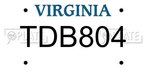 TDB804 Virginia License Plate